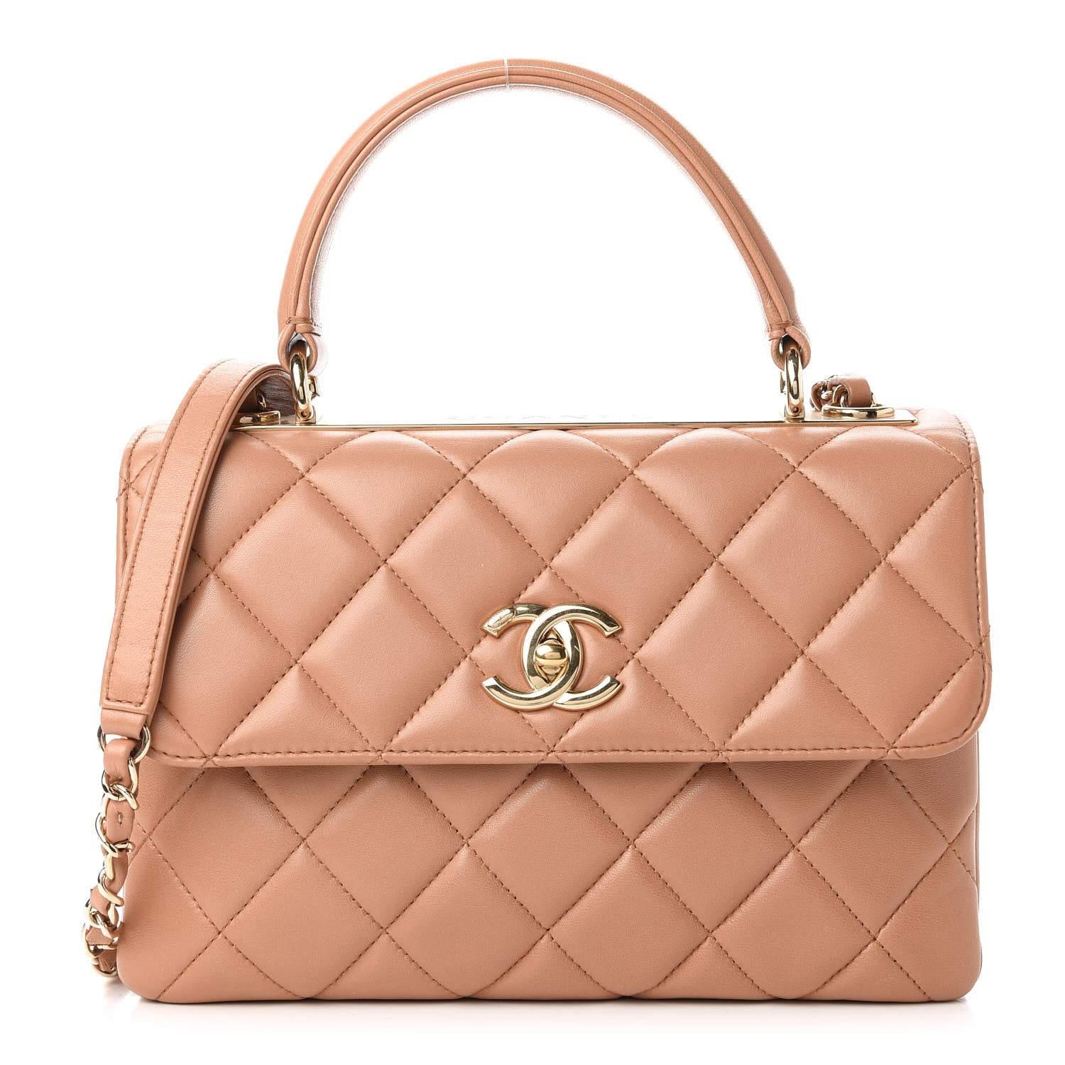 Chanel Lambskin Quilted Small Trendy CC Flap Dual Handle Bag Camel 1 of 10