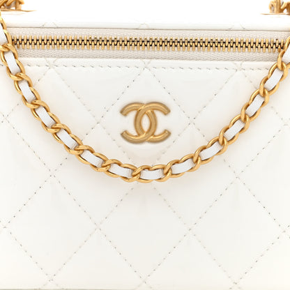 Chanel Patent Enamel Quilted Small Coco Hearts Vanity Case With Chain White 8 of 11