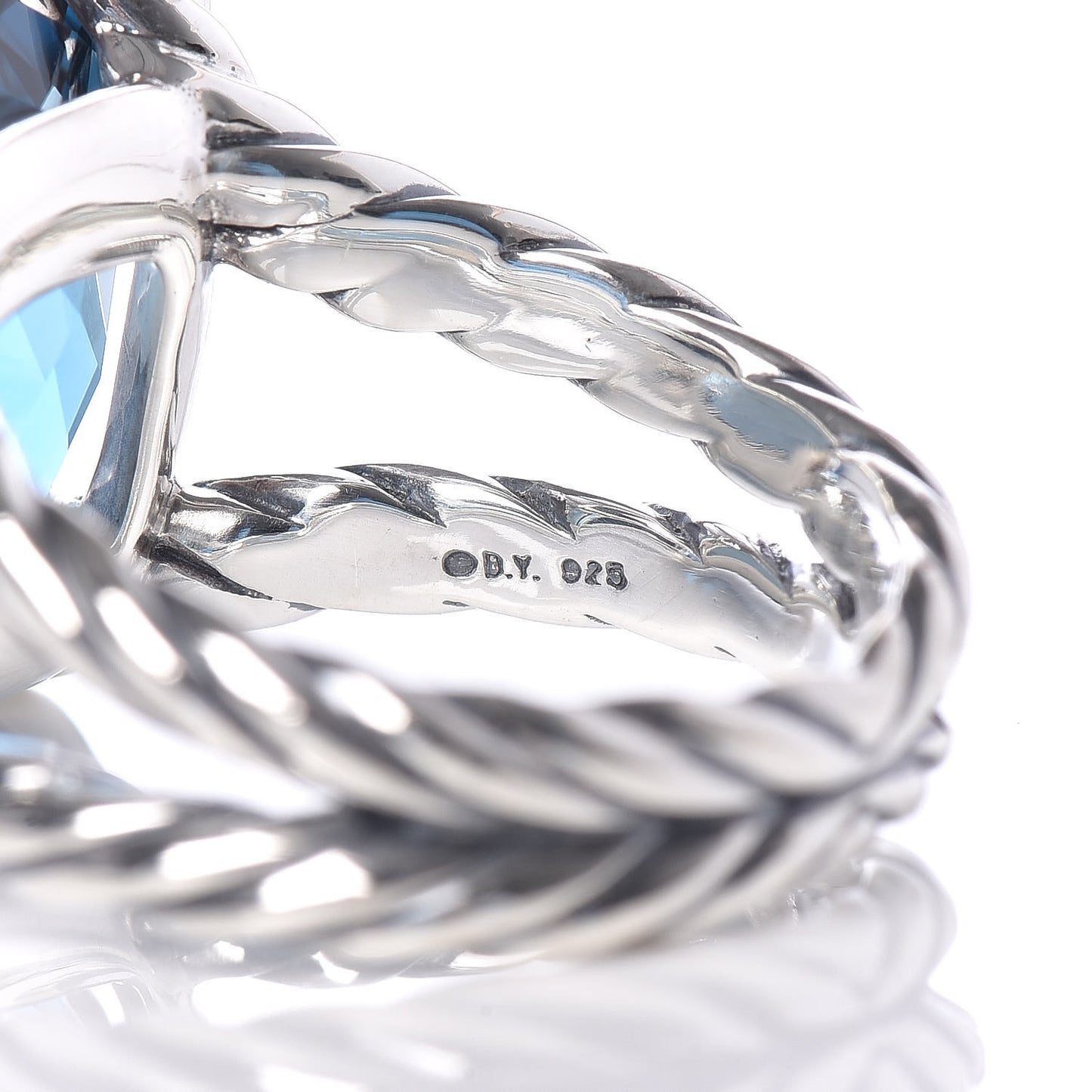 Sterling Silver Diamond Hampton Blue Topaz 15mm Cushion On Point Ring 53 6.5