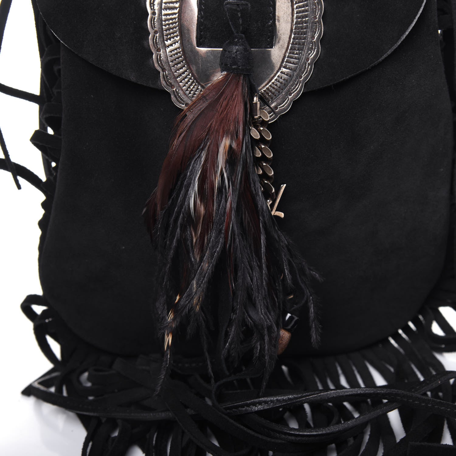 Saint Laurent Suede Fringe Flat Anita Crossbody Bag Black 10 of 16