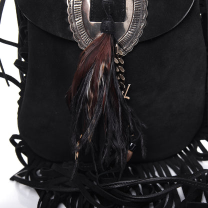 Saint Laurent Suede Fringe Flat Anita Crossbody Bag Black 10 of 16