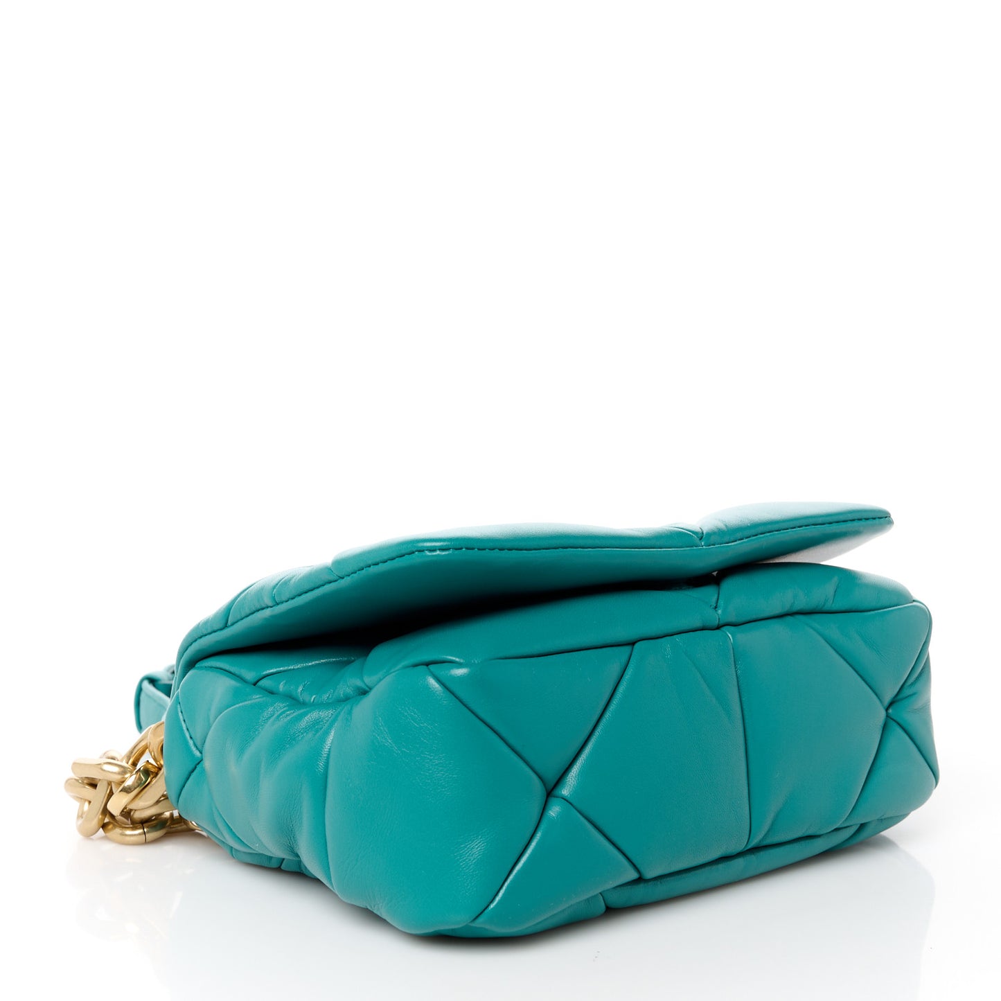 Nappa Metal Quilted Small Patchwork System Flap Bag Pavone