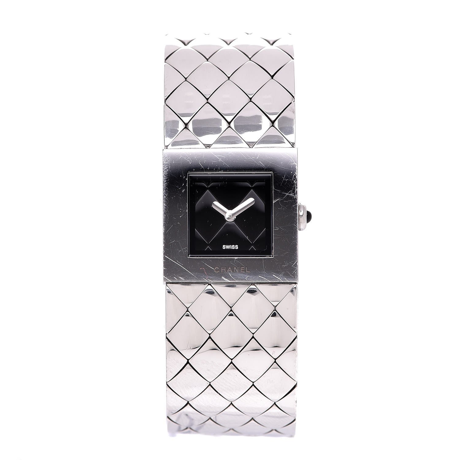Chanel Stainless Steel 19mm Quilted Matelasse Acier Quartz Watch Black 1 of 4
