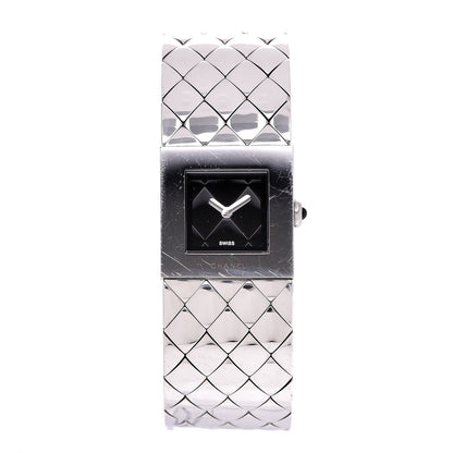 Chanel Stainless Steel 19mm Quilted Matelasse Acier Quartz Watch Black 1 of 4