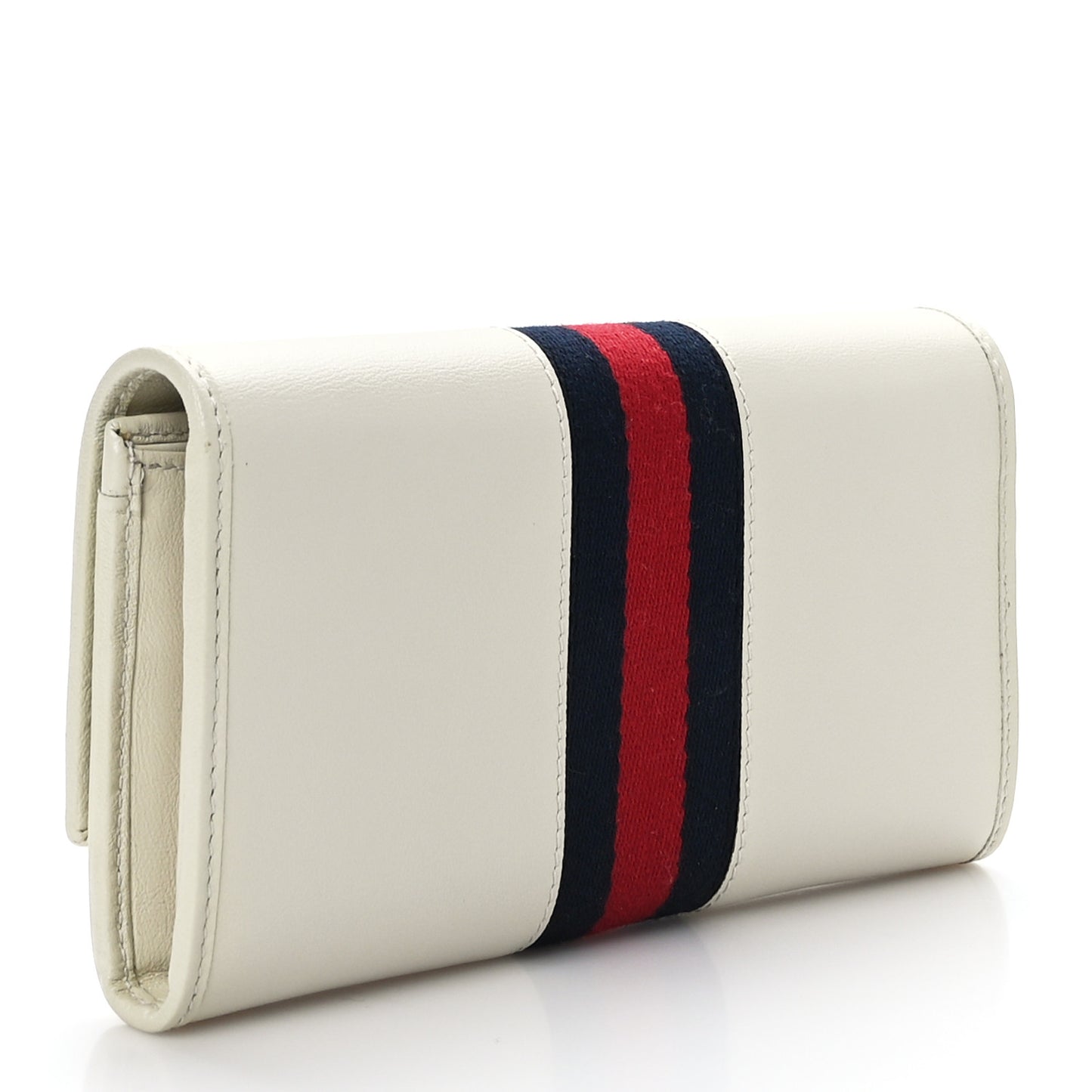 Calfskin Web Rajah Continental Wallet White