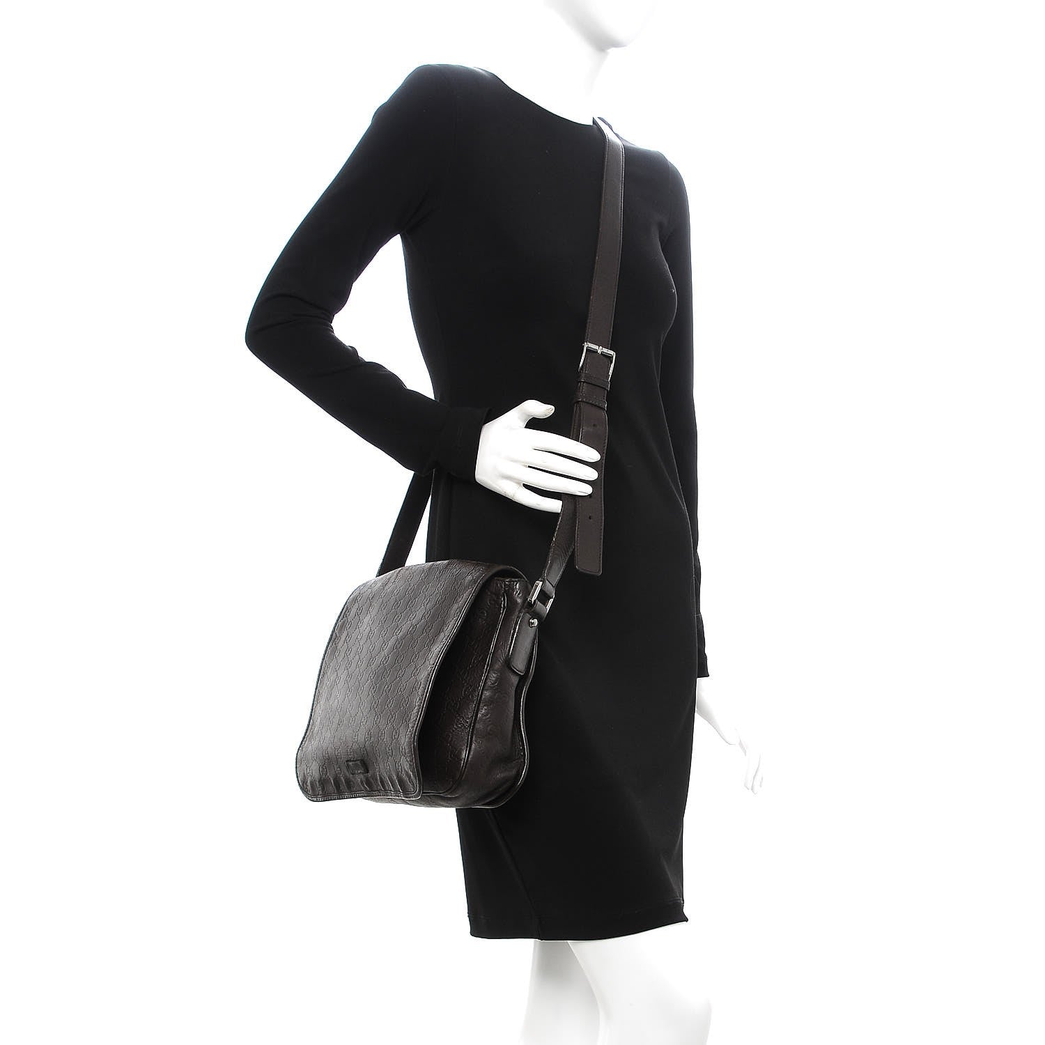 Gucci Guccissima Flap Messenger Bag Dark Brown 2 of 17