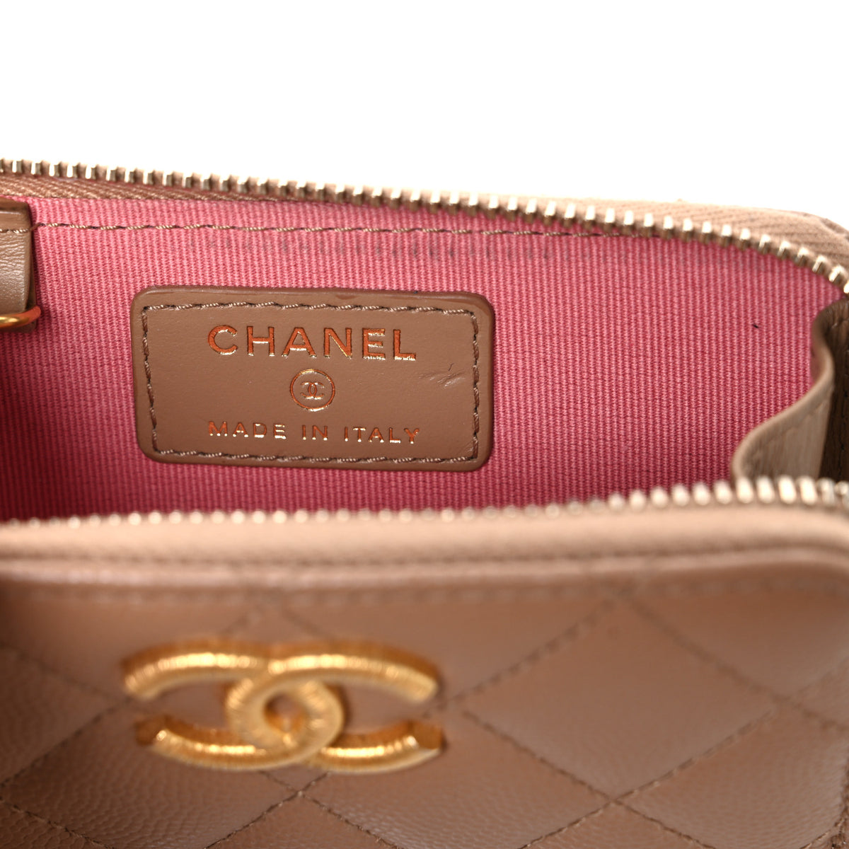 Chanel Caviar Quilted Zipped Key Holder Case Dark Beige 6 of 8