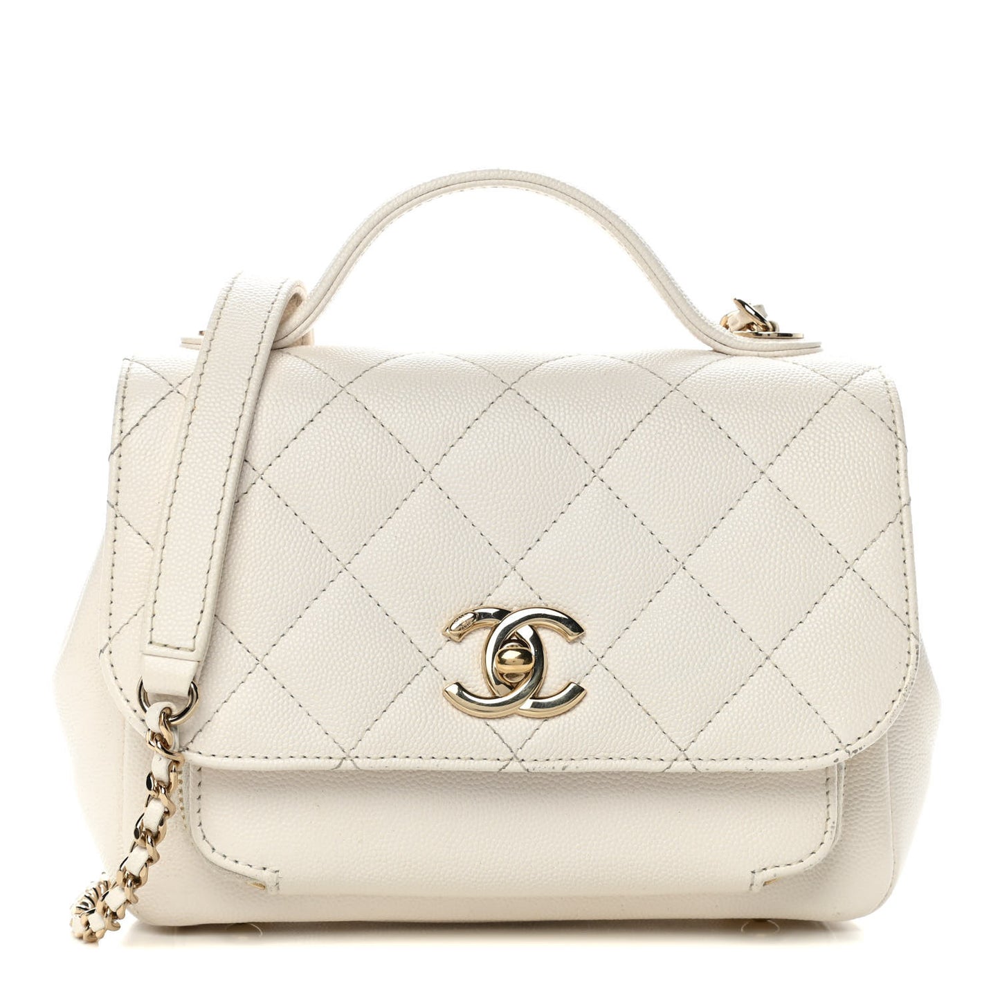 Caviar Quilted Small Business Affinity Flap Beige