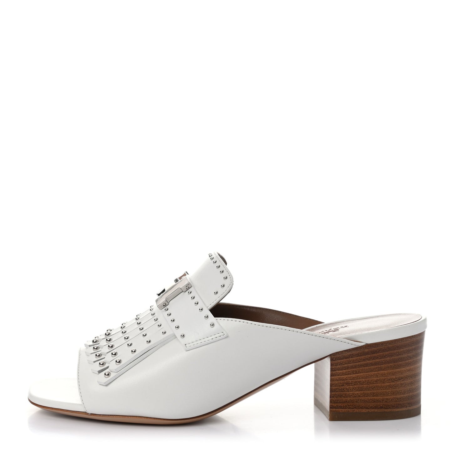 Calfskin Studded Alma Sandals 38 White