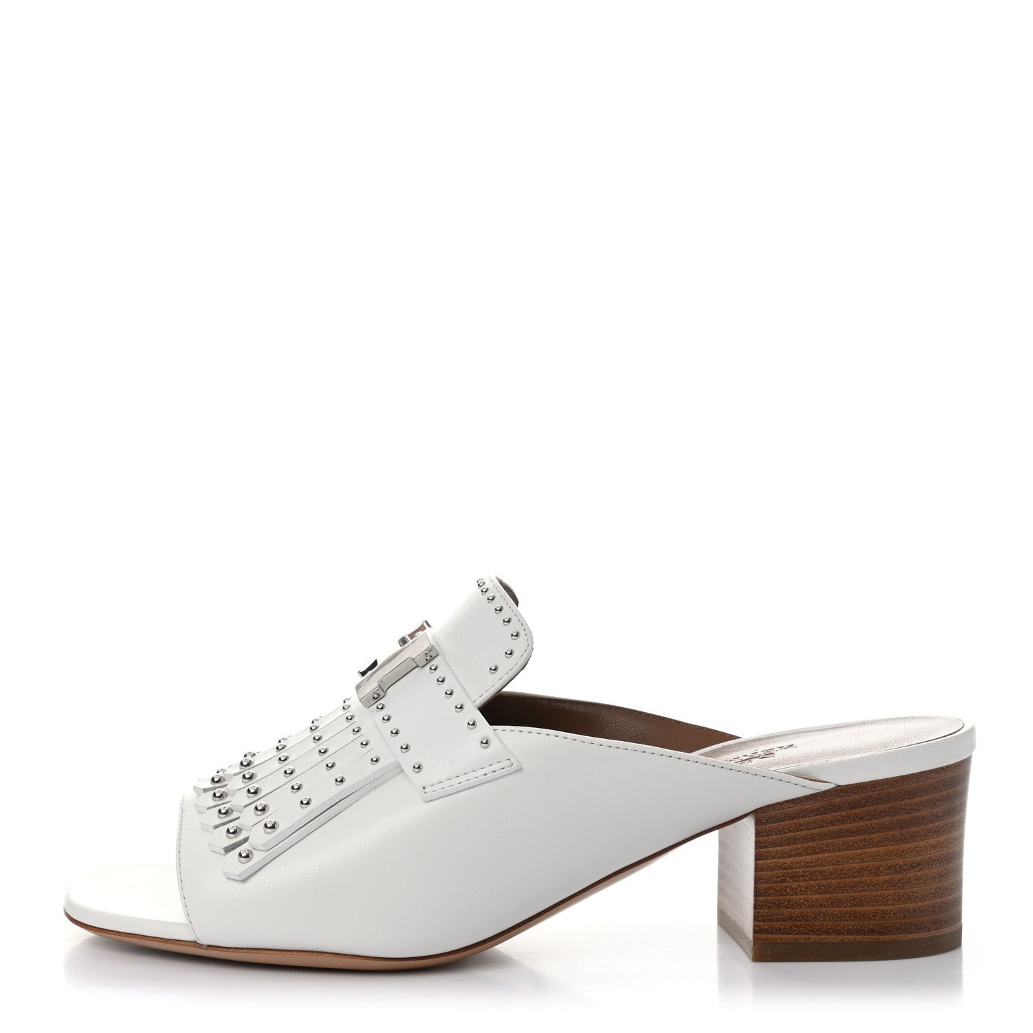Hermes Calfskin Studded Alma Sandals 38 White 1 of 9