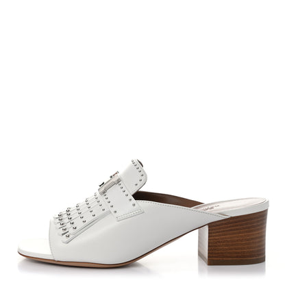Hermes Calfskin Studded Alma Sandals 38 White 1 of 9
