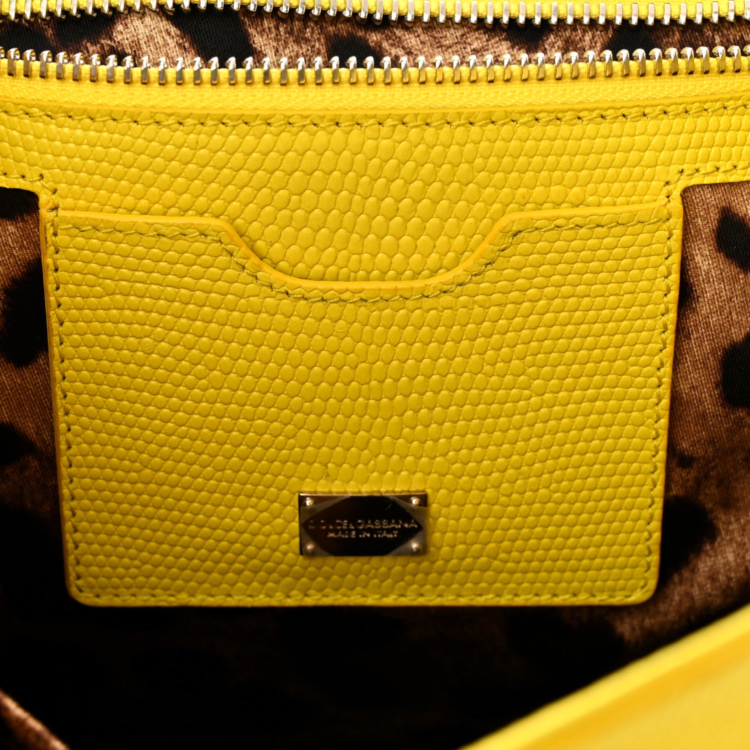 Dolce & Gabbana Lizard Calfskin Embossed Medium Monica Top Handle Bag Yellow 6 of 11