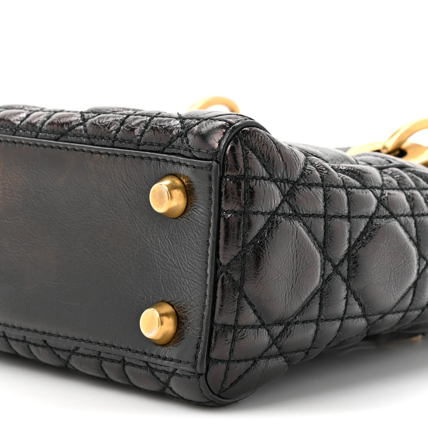 Christian Dior Crinkled Patent Cannage Small Lucky Badges My Lady Dior Black 9 of 13