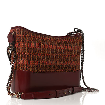 Chanel Tweed Calfskin Medium Gabrielle Hobo Burgundy 3 of 12