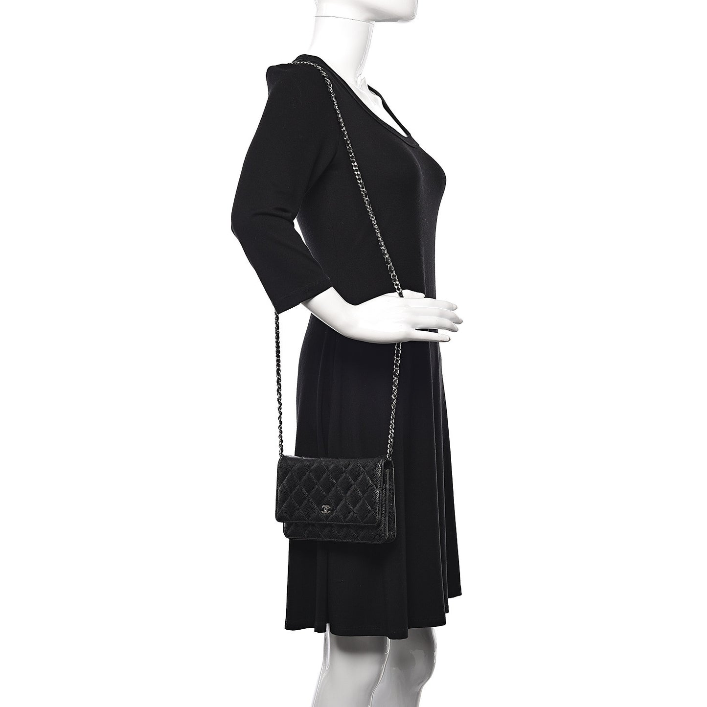 Caviar Quilted Wallet On Chain WOC Black
