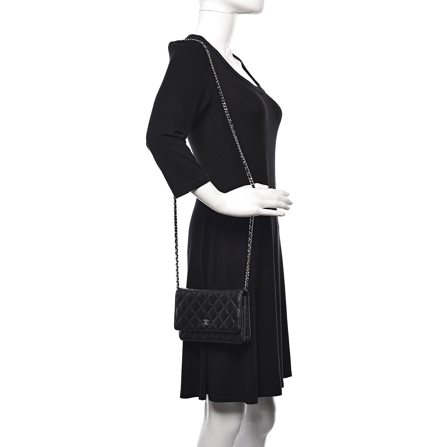 Chanel Caviar Quilted Wallet On Chain WOC Black 2 of 12
