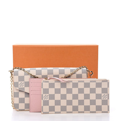 Louis Vuitton Damier Azur Pochette Felicie Chain Wallet Rose Ballerine 12 of 12