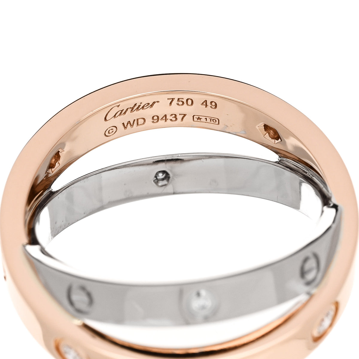 Cartier 18K Pink White Gold 6 Diamonds LOVE Ring 49 5 5 of 5
