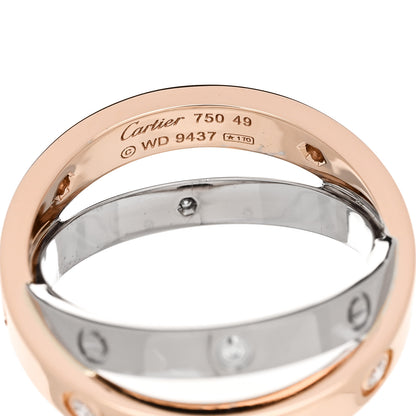Cartier 18K Pink White Gold 6 Diamonds LOVE Ring 49 5 5 of 5