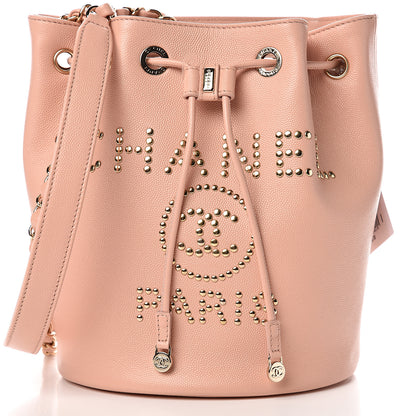 Chanel Caviar Deauville Drawstring Bucket Bag Light Pink 9 of 9