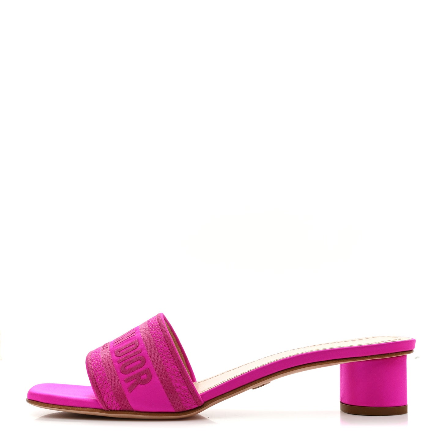 Satin Dioriviera Embroidered Dway 35mm Slide Sandals 40 Rani Pink
