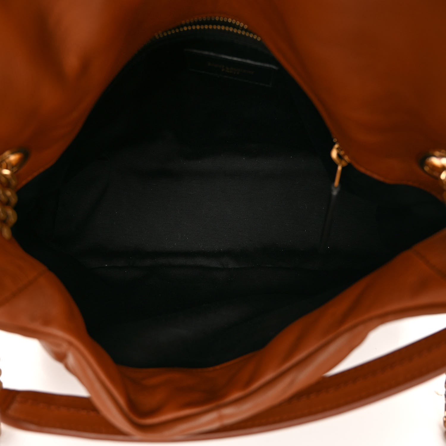 Saint Laurent Lambskin Quilted Small Loulou Puffer Monogram Chain Satchel Dark Honey 5 of 9