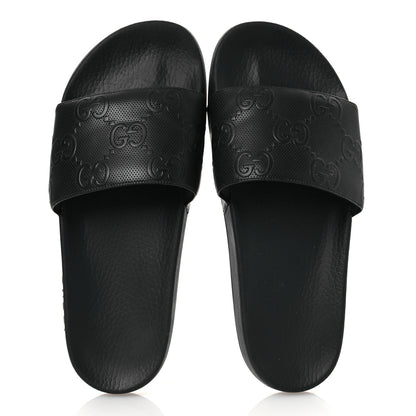 Gucci Rubber GG Monogram Mens Slide Sandals 11 Black 2 of 11