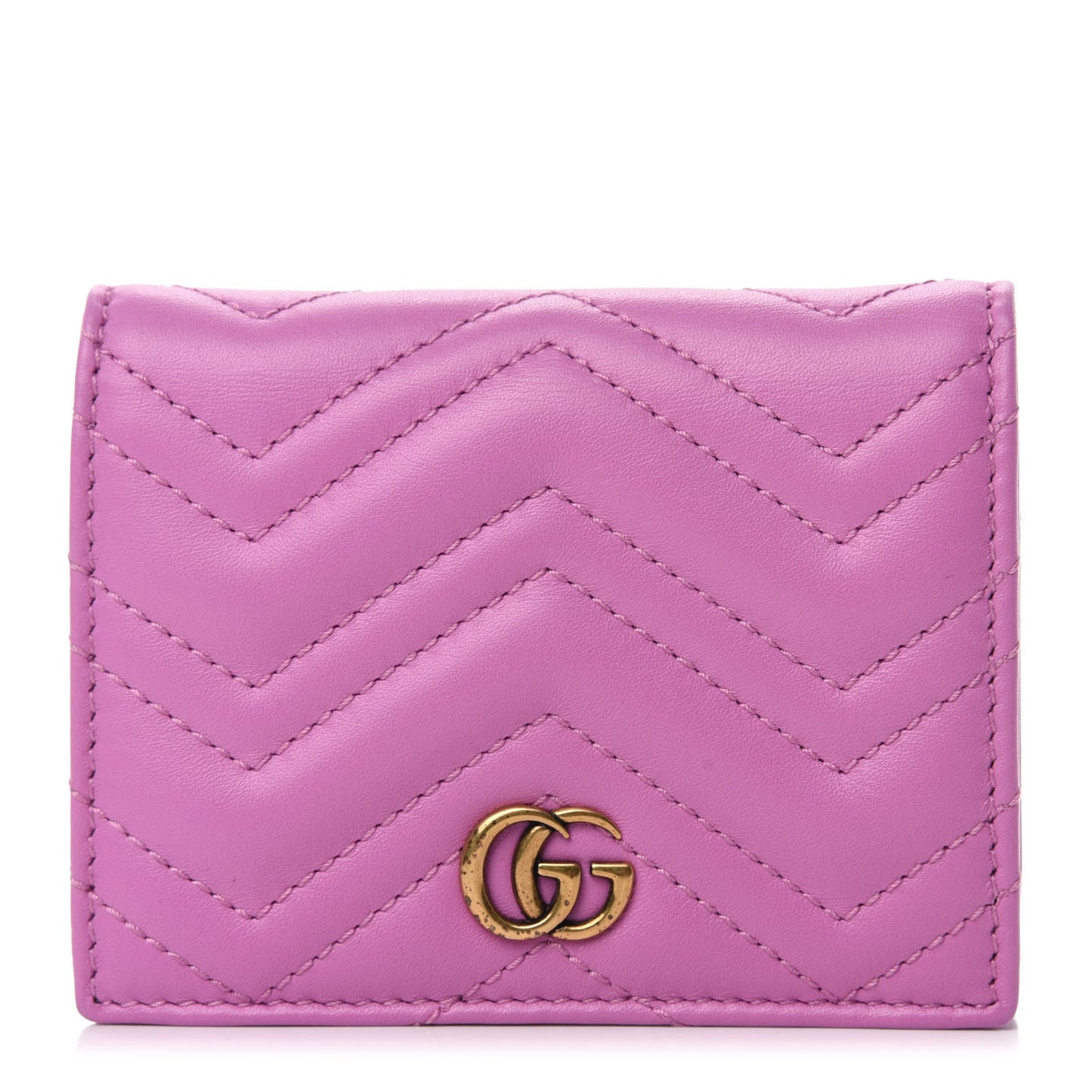 Calfskin Matelasse GG Marmont Card Case Candy Mousse