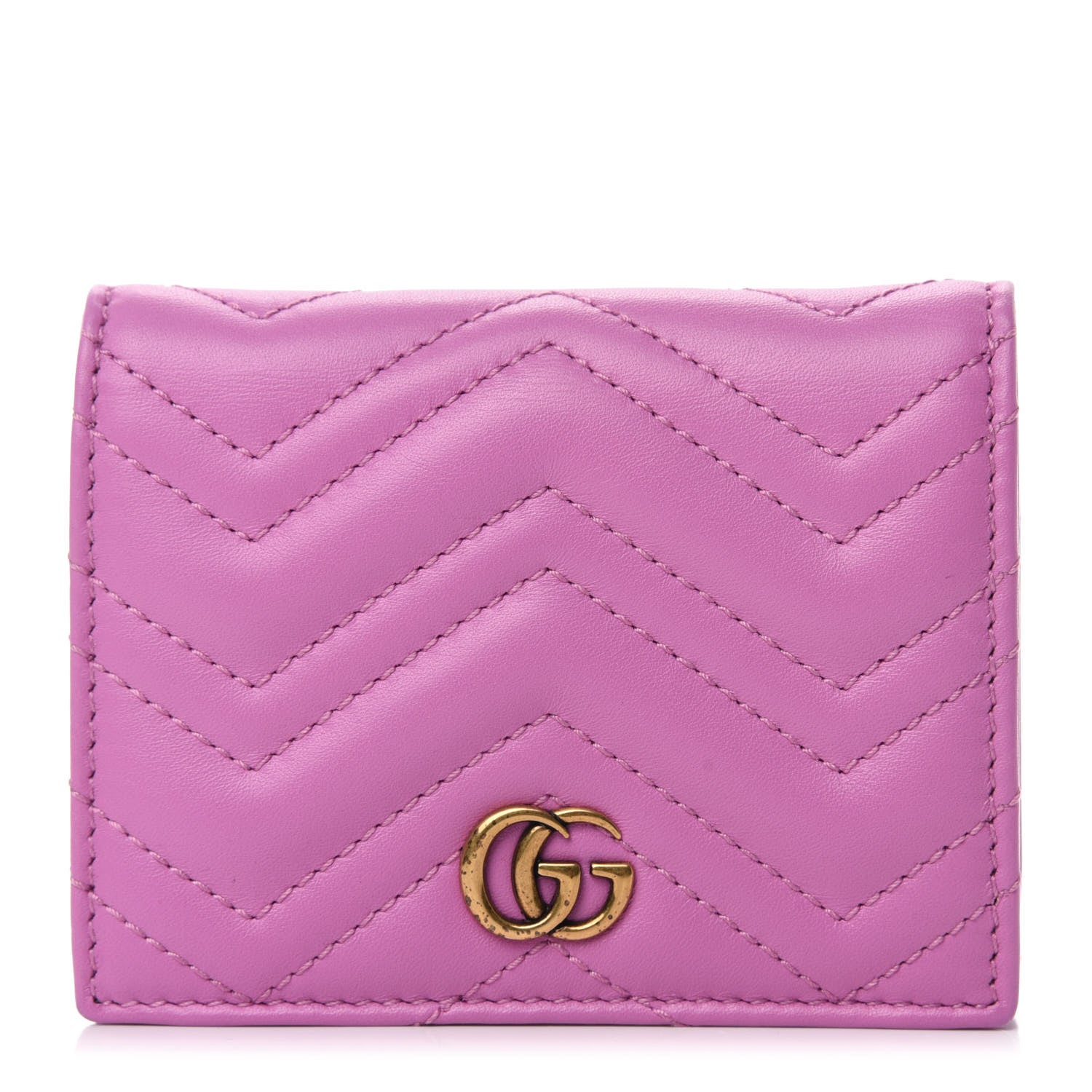 Gucci Calfskin Matelasse GG Marmont Card Case Candy Mousse 1 of 9