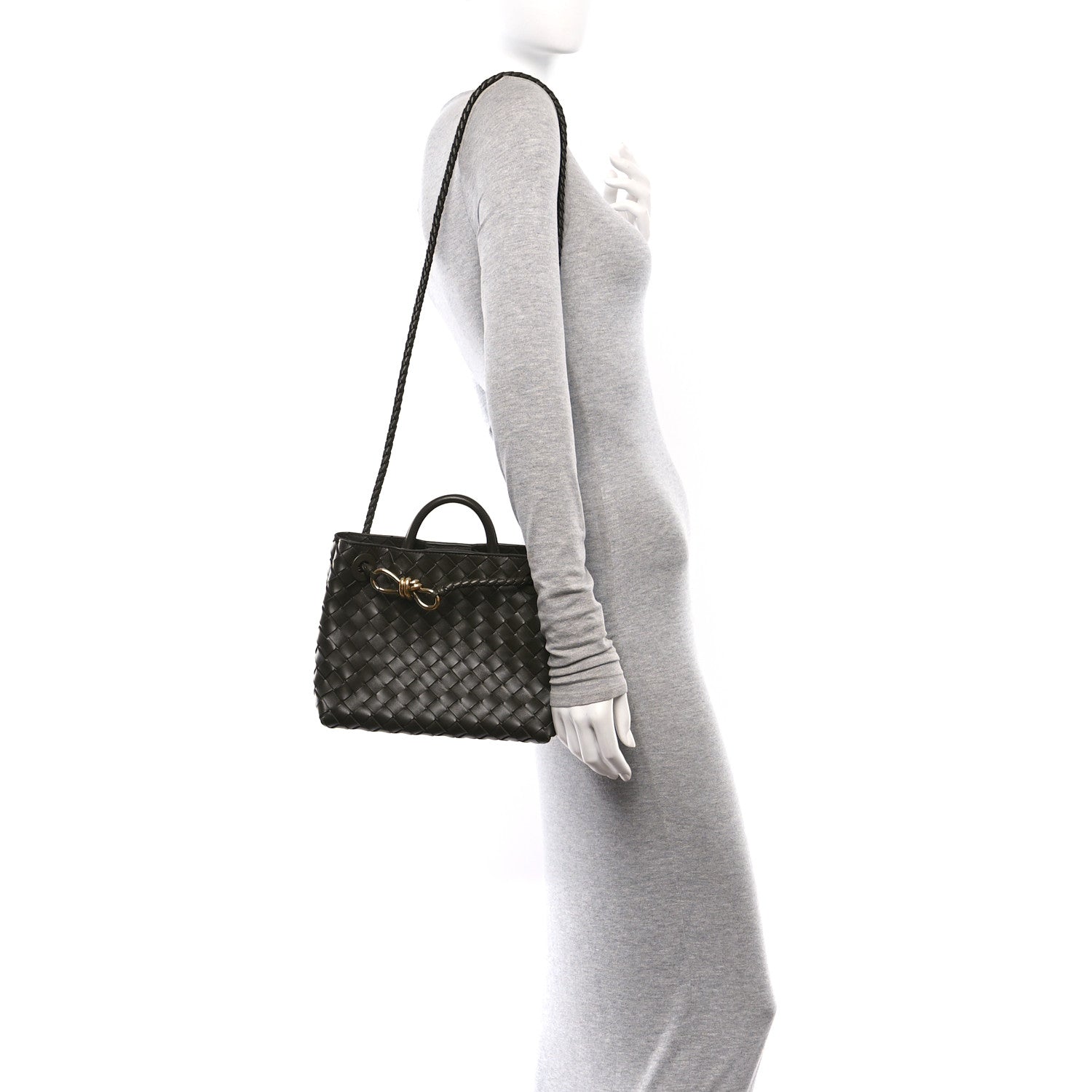Bottega Veneta Nappa Intrecciato Small Andiamo Shoulder Bag Kaki 2 of 10