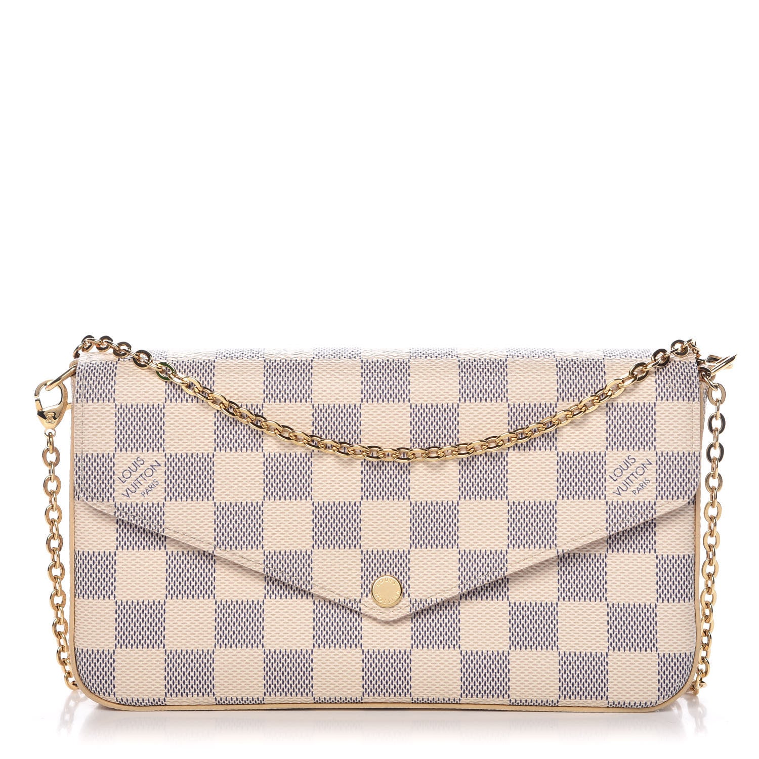 Louis Vuitton Damier Azur Pochette Felicie Chain Wallet Rose Ballerine 1 of 12