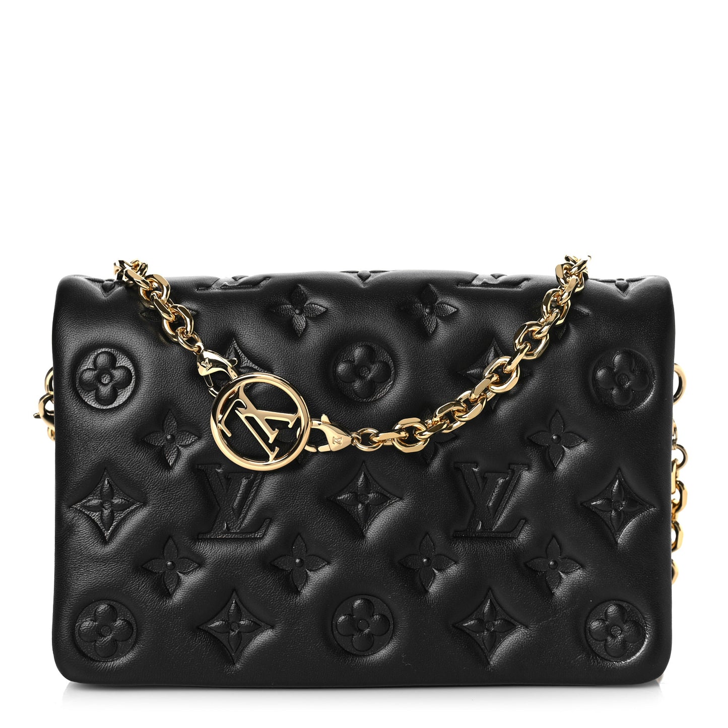 Lambskin Embossed Monogram Pochette Coussin Black