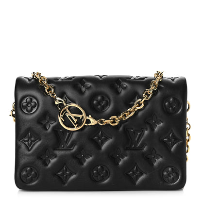 Louis Vuitton Lambskin Embossed Monogram Pochette Coussin Black 1 of 10