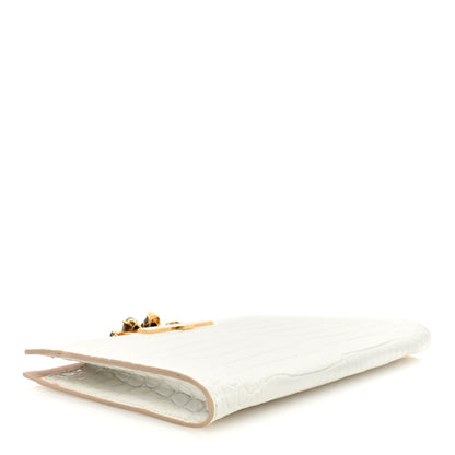 Alexander McQueen Calfskin Crocodile Embossed Knuckle Flat Clutch Ivory 4 of 6