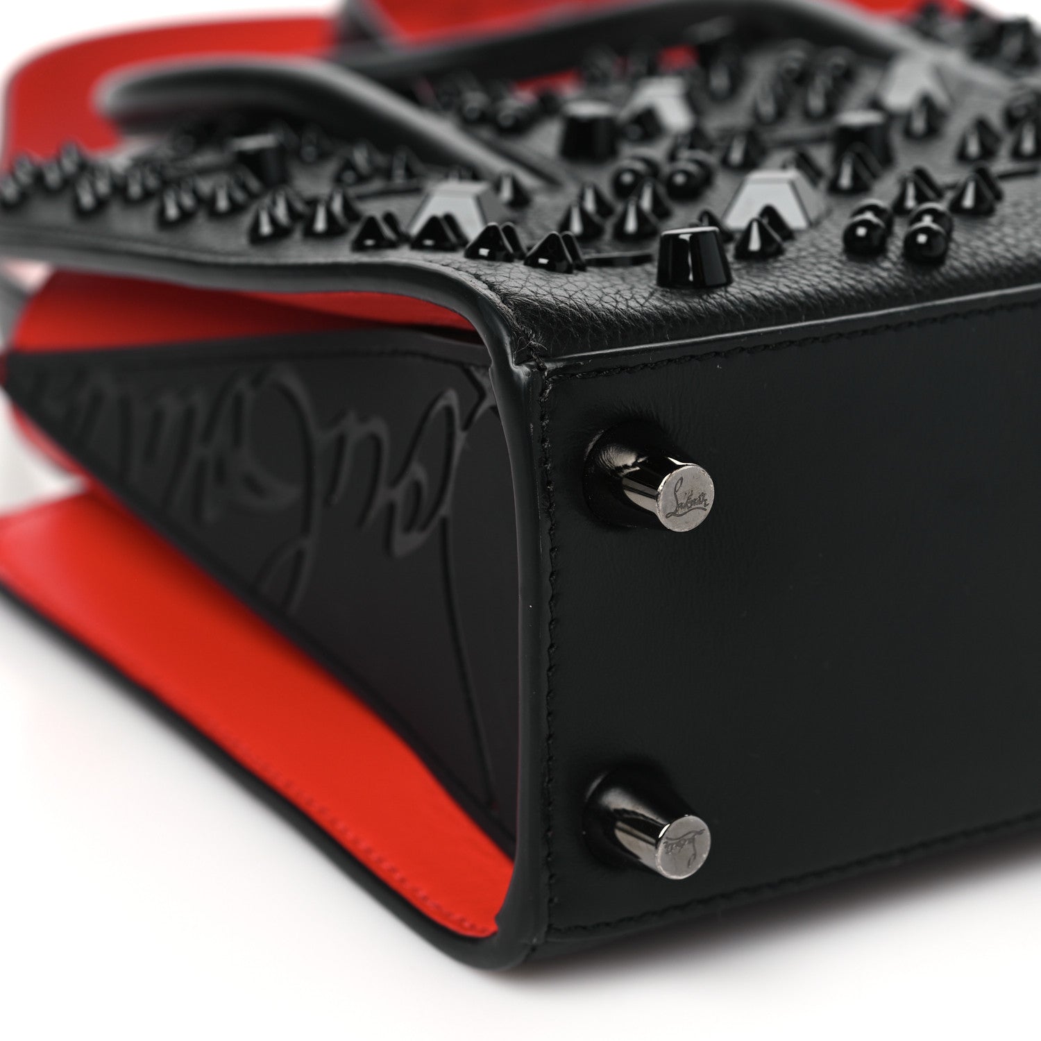 Christian Louboutin Calfskin Spikes Loubinthesky Mini Paloma Black 9 of 13