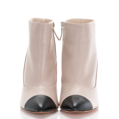 Chanel Lambskin Cap Toe CC Ankle Boots 41 Beige Black 2 of 8