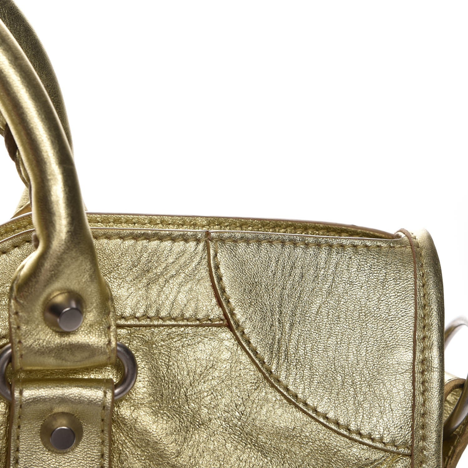 Balenciaga Laminated Agneau Classic Silver Hardware City Gold 9 of 10