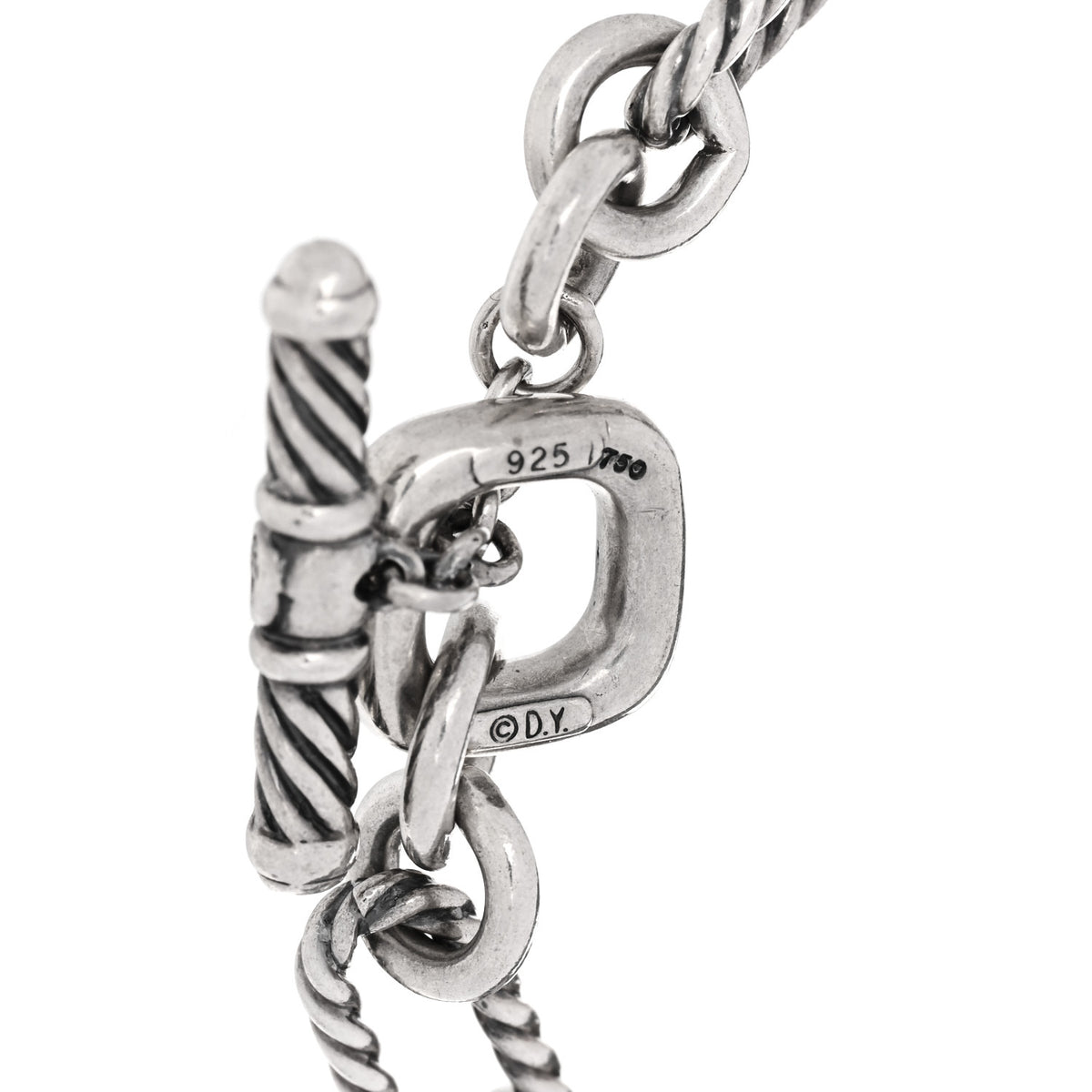 David Yurman Sterling Silver 18K Yellow Gold Tahitian Cultured Pearl Prasiolite Figaro Bracelet 3 of 3