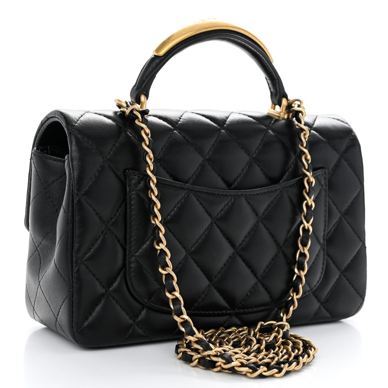 Chanel Lambskin Quilted Metal Mini Top Handle Rectangular Flap Black 3 of 11