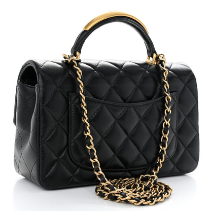 Chanel Lambskin Quilted Metal Mini Top Handle Rectangular Flap Black 3 of 11