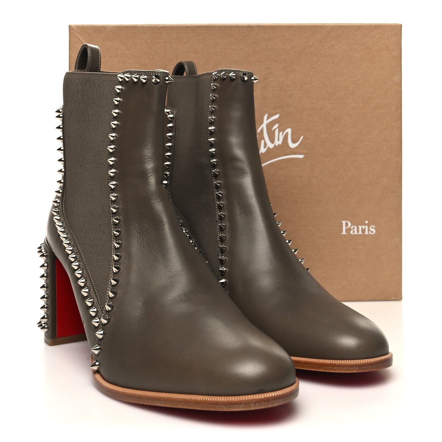 Christian Louboutin Calfskin Spikes Zefira Outline 85 Boots 41 Beige 8 of 8