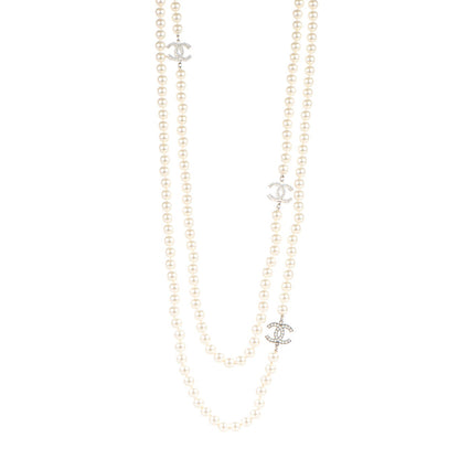 Chanel Pearl CC Long Necklace Silver 1 of 4