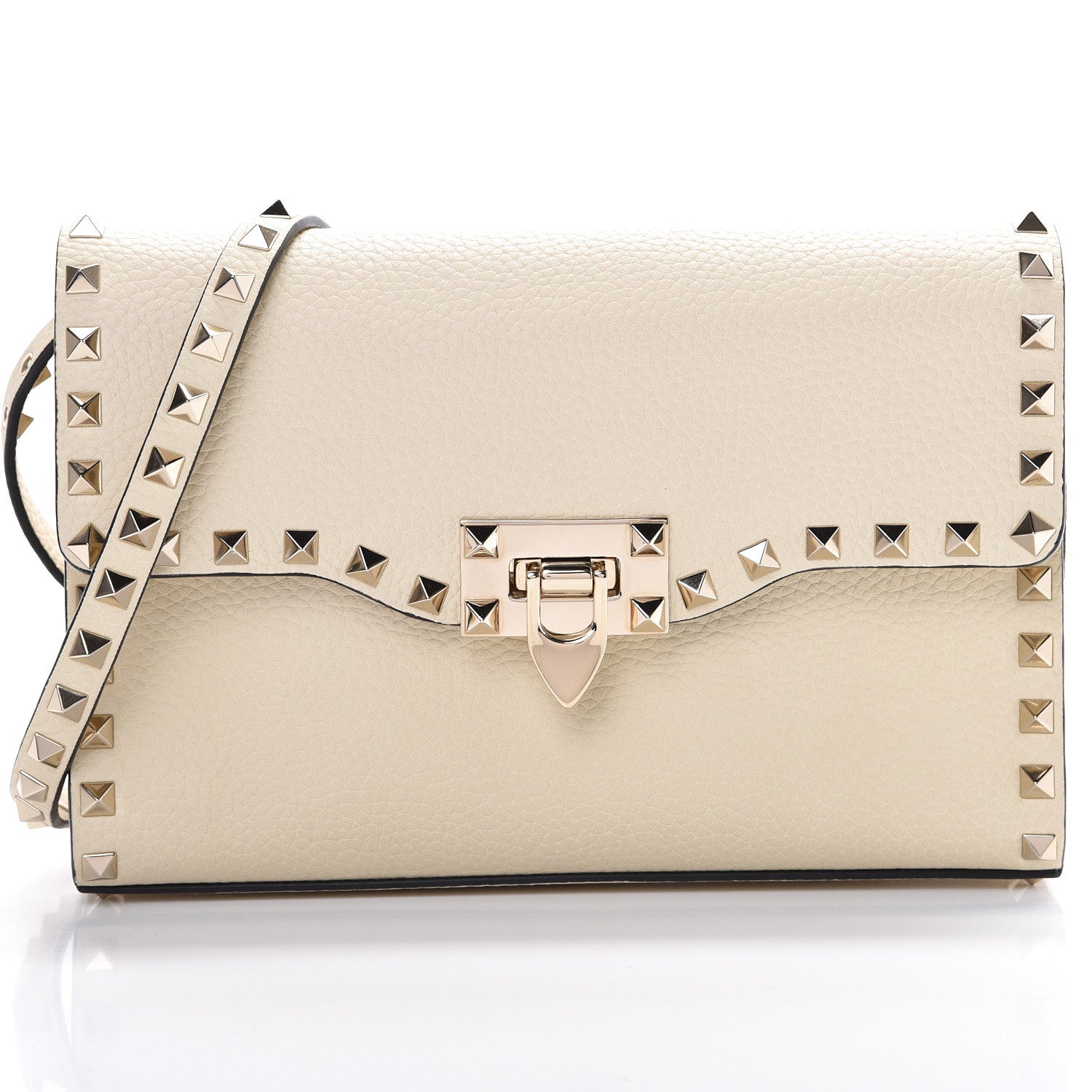 Valentino Garavani Pebbled Calfskin Medium Rockstud Flip Lock Crossbody Bag Light Ivory 6 of 9