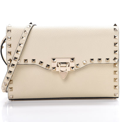 Valentino Garavani Pebbled Calfskin Medium Rockstud Flip Lock Crossbody Bag Light Ivory 6 of 9