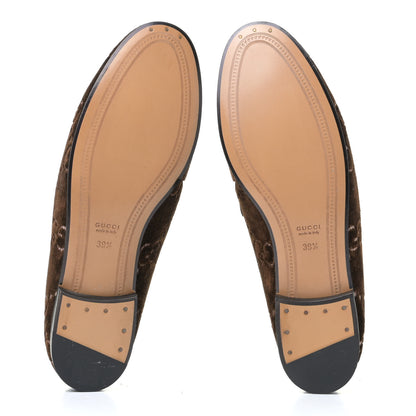 Gucci Velvet GG Monogram Horsebit Womens Jordaan Loafers 39.5 Brown Black 4 of 5