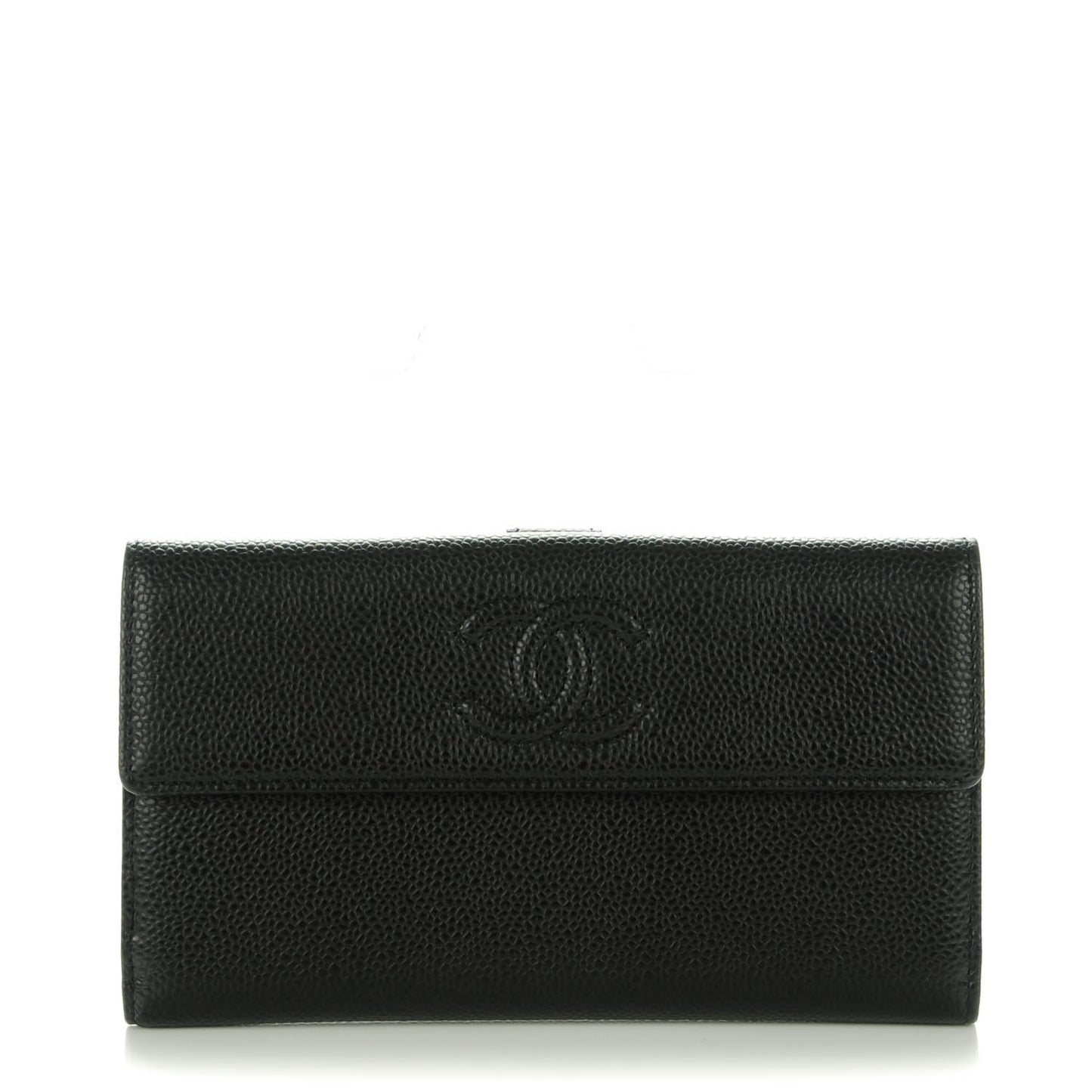 Caviar CC Long Flap Wallet Black