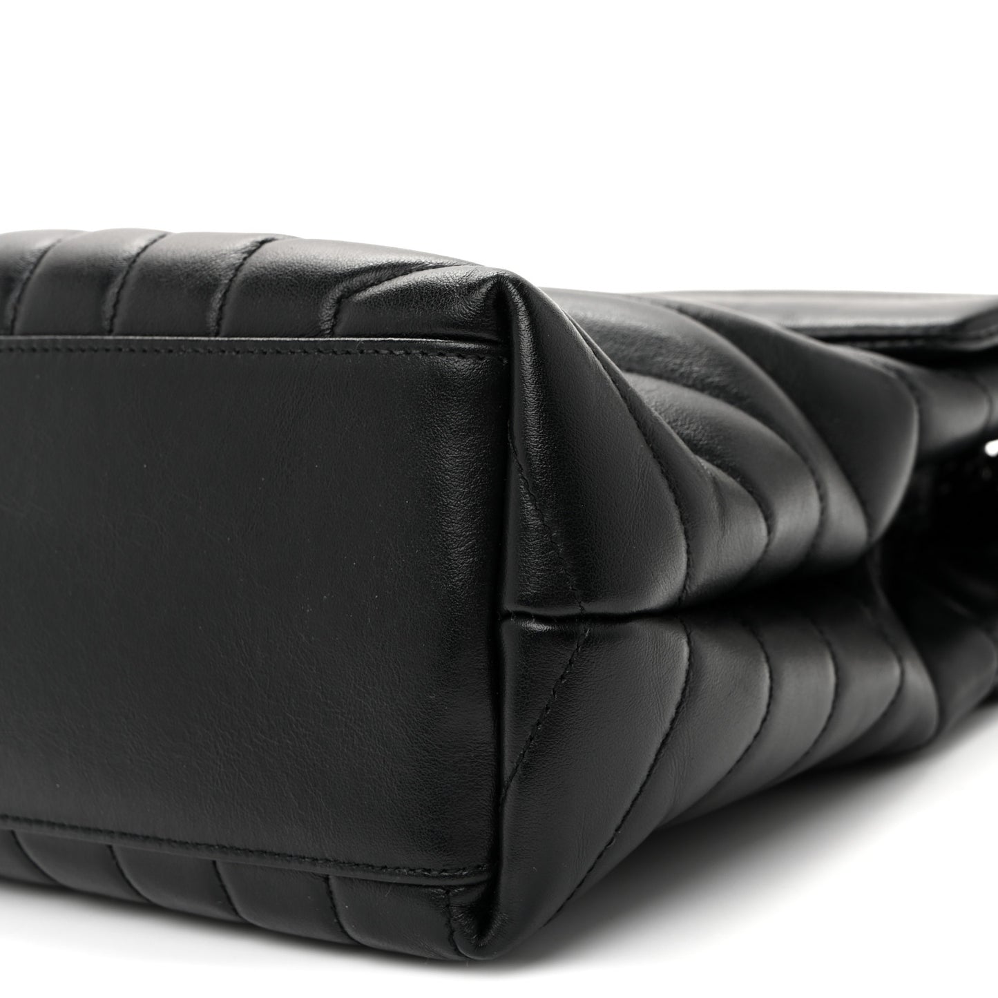 Calfskin Y Quilted Monogram Monochrome Medium Loulou Chain Satchel Black