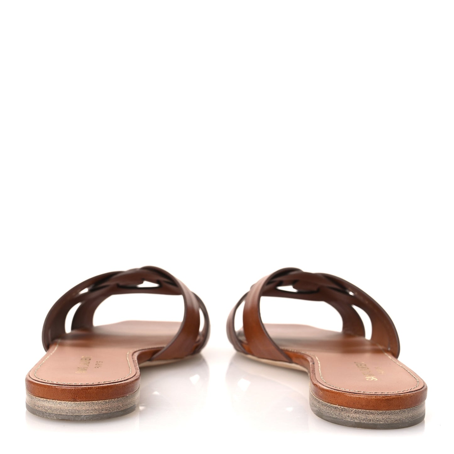 Calfskin Tribute 05 Slide Sandals 38.5 Amber