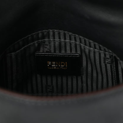 Fendi Vitello Flamingo Enamel Mini Mama Baguette Black 6 of 9