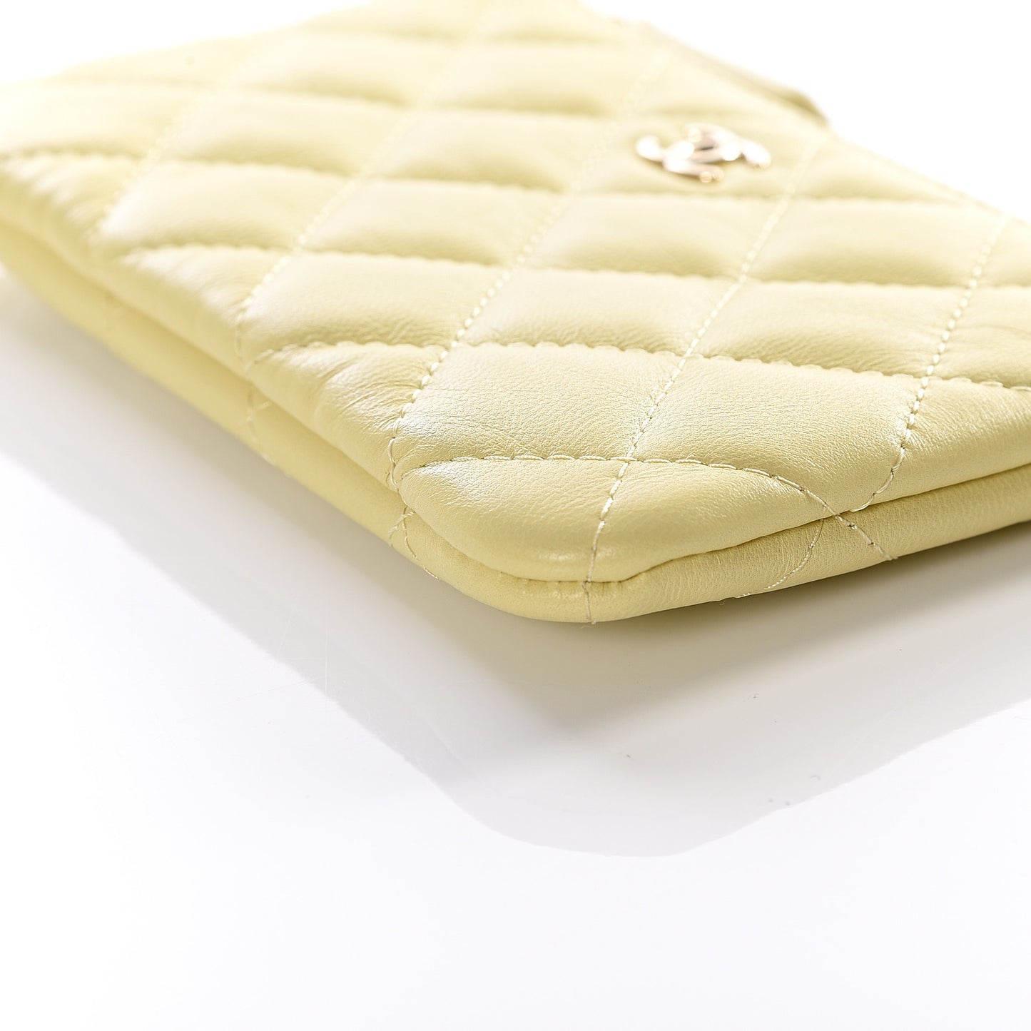 Lambskin Quilted Small Cosmetic Case Yellow